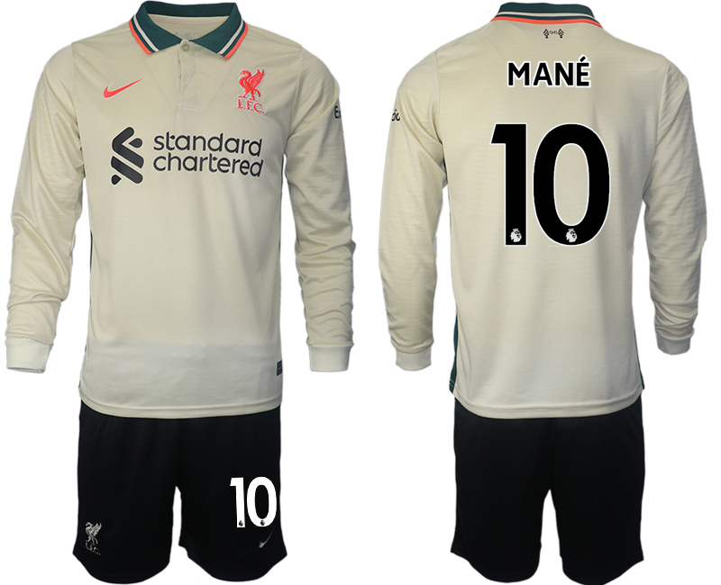 Men 2021-2022 Club Liverpool away cream Long Sleeve #10 Soccer Jersey->liverpool jersey->Soccer Club Jersey